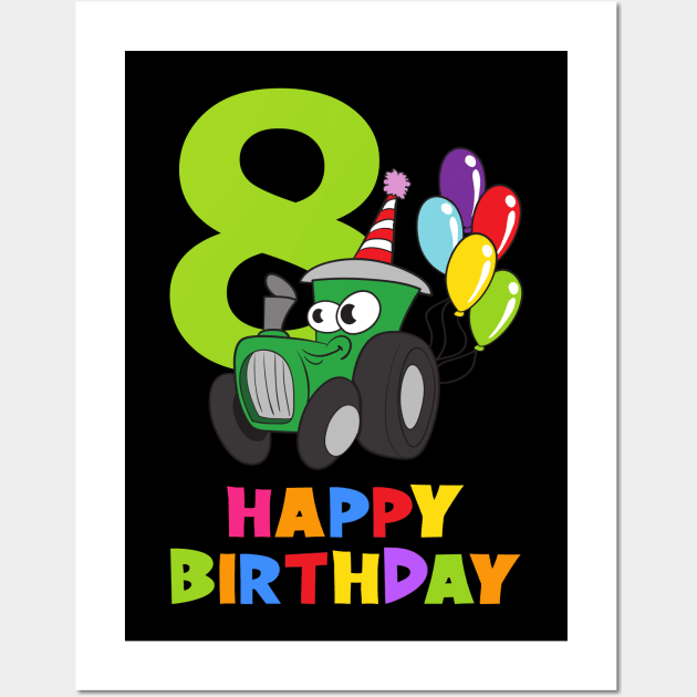 8th Birthday Party 8 Year Old Eight Years Wall Art by KidsBirthdayPartyShirts